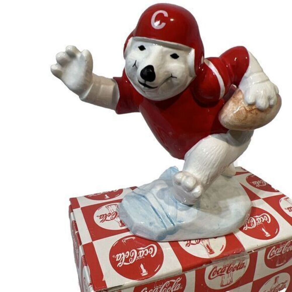 1996 Coca-Cola Polar Bear Figurine  "Always Playing‎ Football" 176427